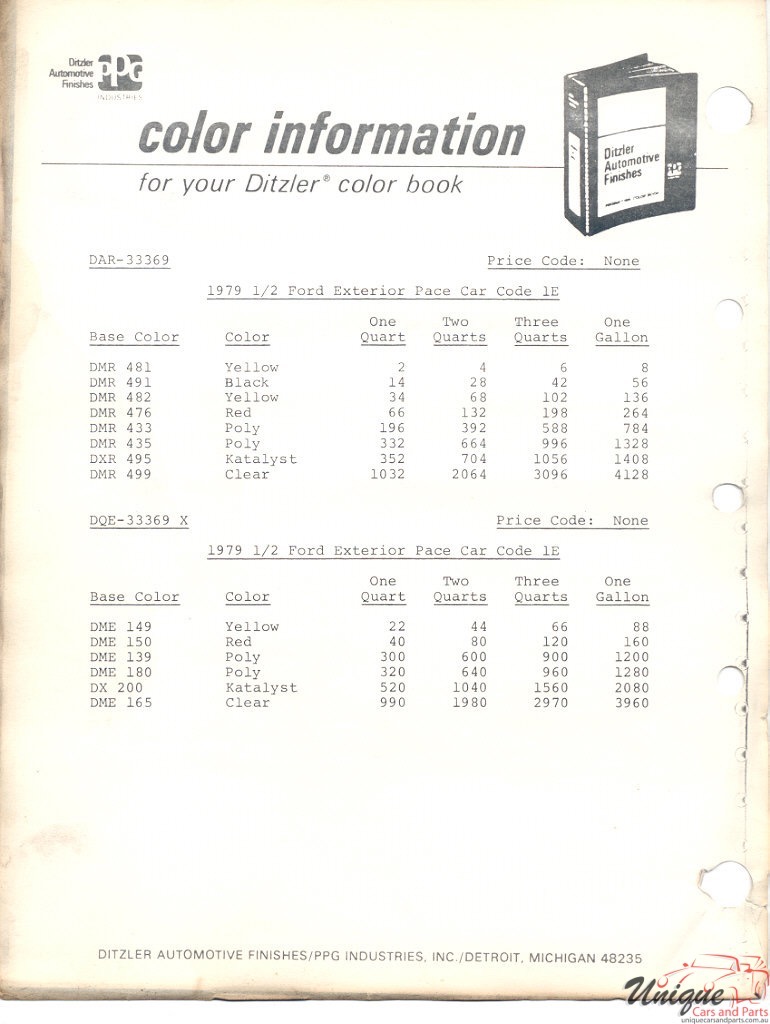 1979 Ford Paint Charts PPG 4